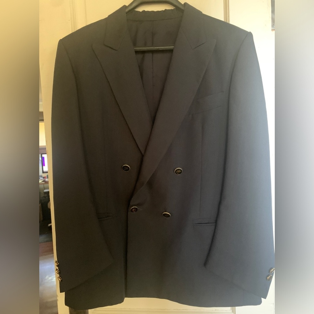 COPY - Lululemon Men’s Double Breasted Suit Jacket Dark Blue Lightweight Wool